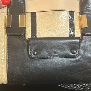 Chloe Black and Tan Leather Briefcase